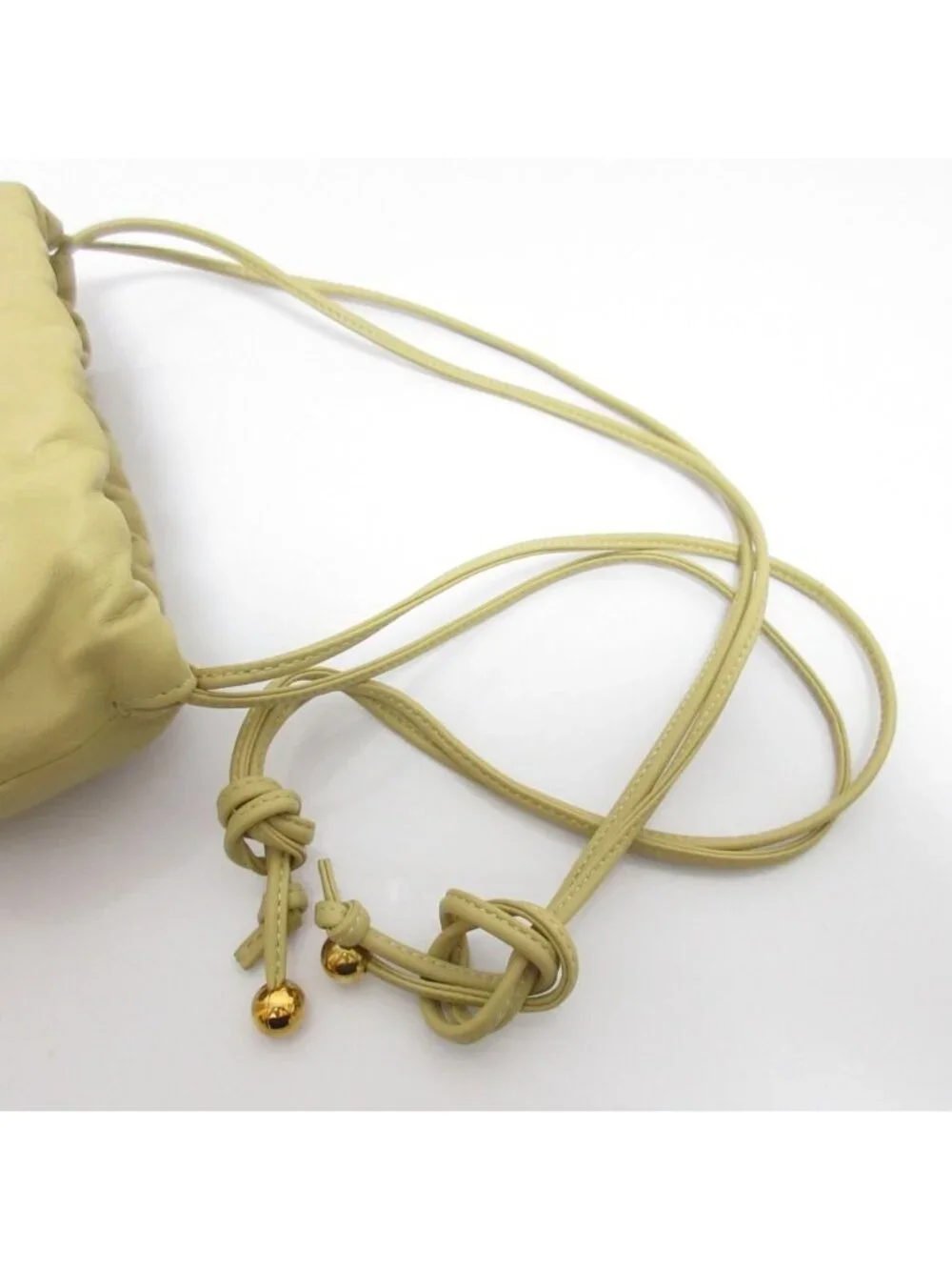 Bottega Veneta Leather Shoulder Bag Drawstring Beige